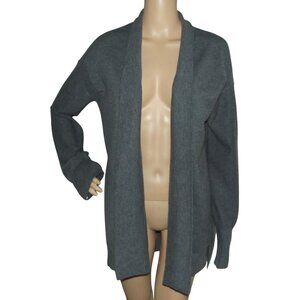 Gap Cardigan Sweater Womens Sz Medium Gray long wool blend open front Hi Lo Hem